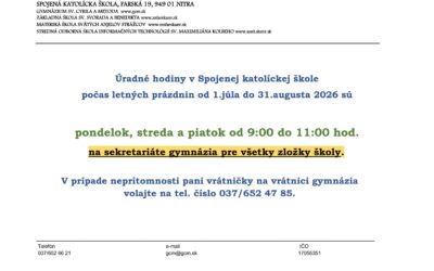 Úradné hodiny, leto 2026